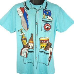 Bowling T Shirt Vintage 80s Bowl A Rama All Over Print 50/50 Made In USA Large